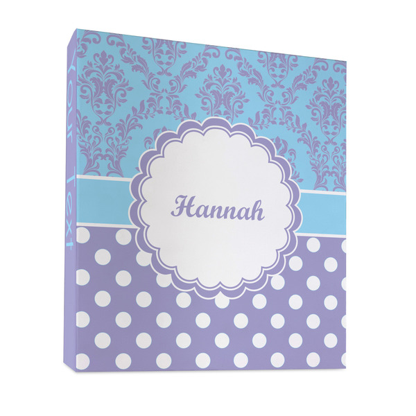 Custom Purple Damask & Dots 3 Ring Binder - Full Wrap - 1" (Personalized)