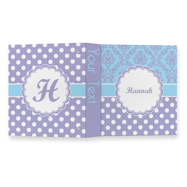 Purple Damask & Dots 3 Ring Binders - Full Wrap - 1" - OPEN OUTSIDE