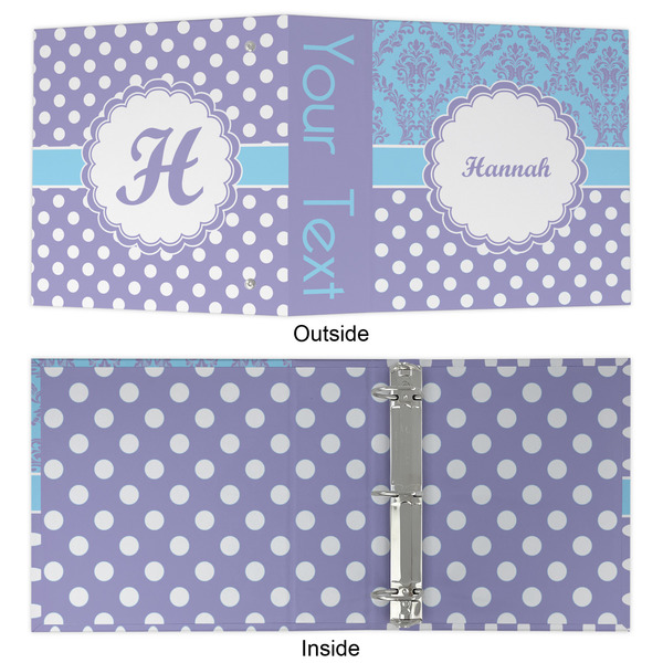 Purple Damask & Dots 3 Ring Binders - Full Wrap - 2" - APPROVAL