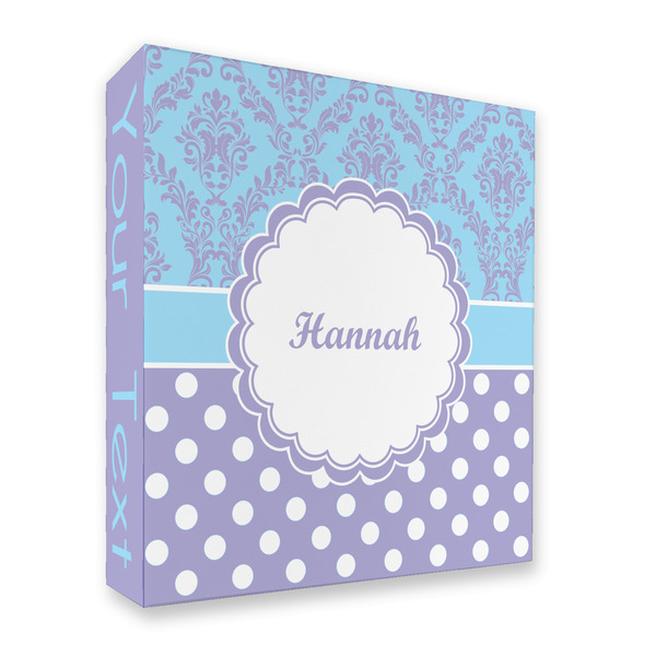 Custom Purple Damask & Dots 3 Ring Binder - Full Wrap - 2" (Personalized)