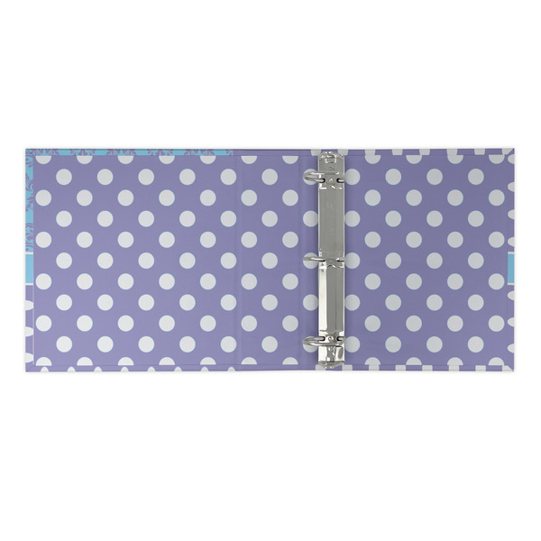 Purple Damask & Dots 3 Ring Binders - Full Wrap - 2" - OPEN INSIDE