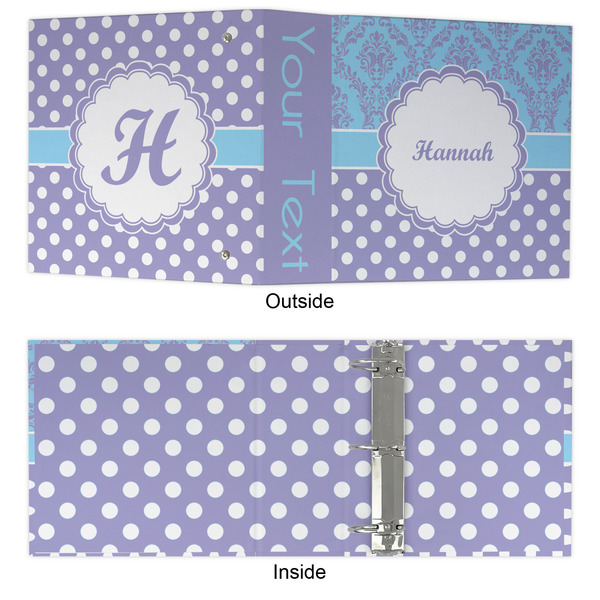 Purple Damask & Dots 3 Ring Binders - Full Wrap - 3" - APPROVAL