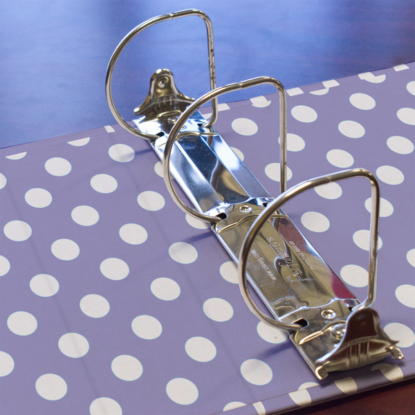 Purple Damask & Dots 3 Ring Binders - Full Wrap - 3" - DETAIL