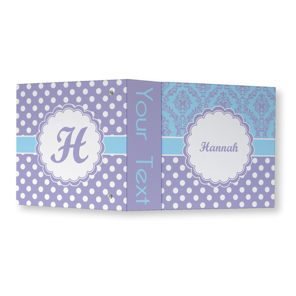 Purple Damask & Dots 3 Ring Binders - Full Wrap - 3" - OPEN OUTSIDE