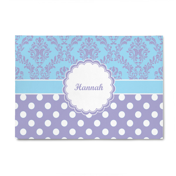 Custom Purple Damask & Dots 4' x 6' Patio Rug (Personalized)