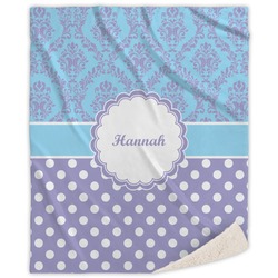Purple Damask & Dots Sherpa Throw Blanket (Personalized)