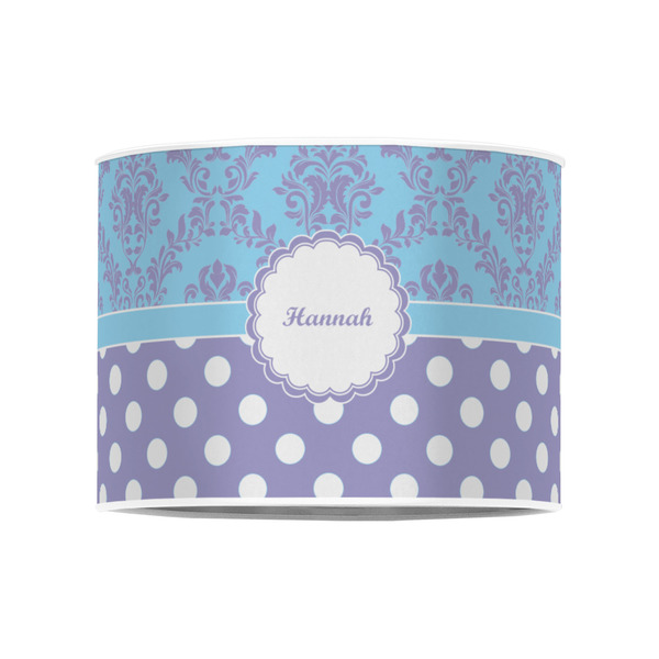 Purple Damask & Dots 8" Drum Lampshade - FRONT (Poly Film)