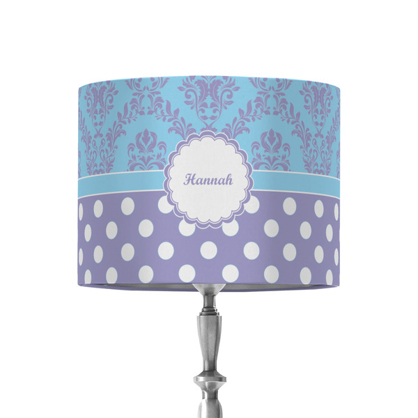 Custom Purple Damask & Dots 8" Drum Lamp Shade - Fabric (Personalized)