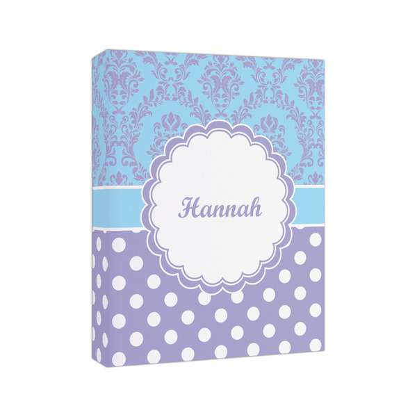 Purple Damask & Dots 8x10 - Canvas Print - Angled View