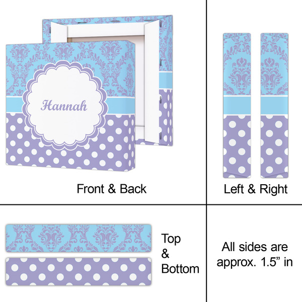 Purple Damask & Dots 8x8 - Canvas Print - Approval