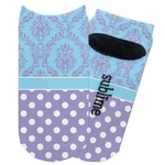 Purple Damask & Dots Adult Ankle Socks (Personalized)