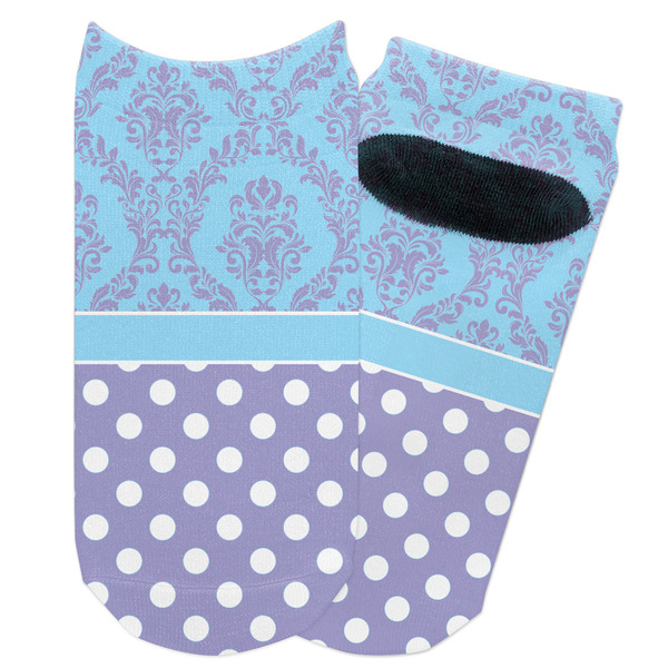 Custom Purple Damask & Dots Adult Ankle Socks