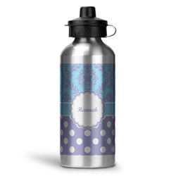 Purple Damask & Dots Water Bottle - Aluminum - 20 oz (Personalized)