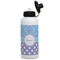 Purple Damask & Dots Aluminum Water Bottle - White Front