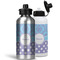 Purple Damask & Dots Aluminum Water Bottles - MAIN (white &silver)