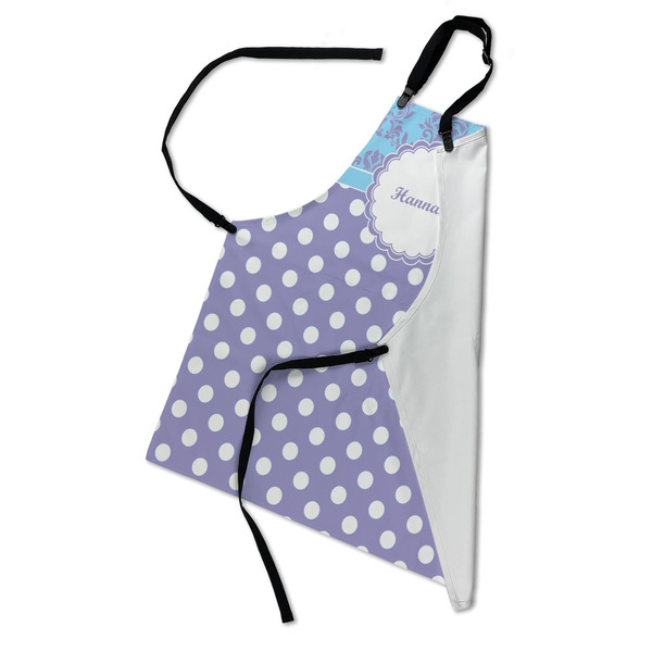 Purple Damask & Dots Apron - Folded