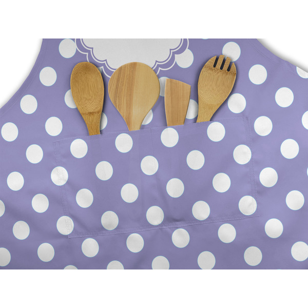 Purple Damask & Dots Apron - Pocket Detail with Props