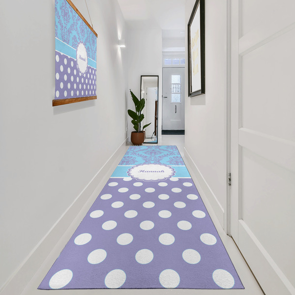 Purple Damask & Dots Area Rug Sizes - In Context (vertical)