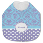 Purple Damask & Dots Jersey Knit Baby Bib w/ Name or Text