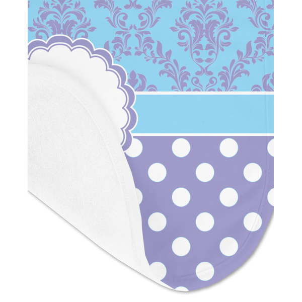 Purple Damask & Dots Baby Bib - AFT detail