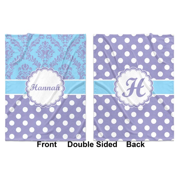 Purple Damask & Dots Baby Blanket (Double Sided - Printed Front and Back)