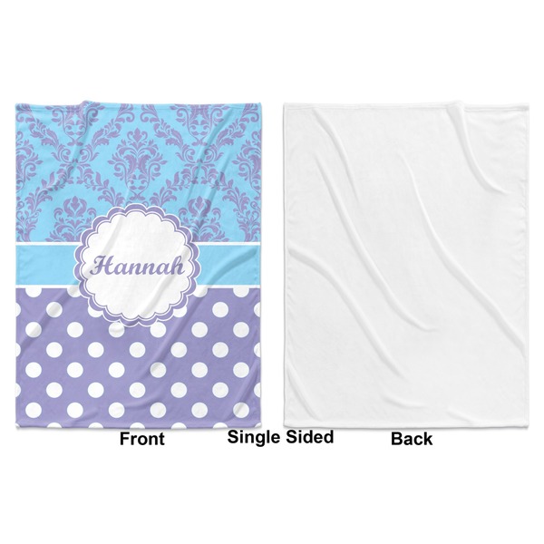 Purple Damask & Dots Baby Blanket (Single Side - Printed Front, White Back)