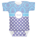 Purple Damask & Dots Baby Bodysuit 6-12 w/ Name or Text