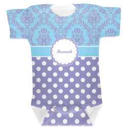 Purple Damask & Dots Baby Bodysuit 12-18 w/ Name or Text