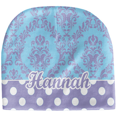 Purple Damask & Dots Baby Hat (Beanie) (Personalized)