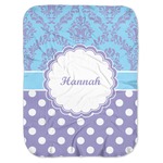 Purple Damask & Dots Baby Swaddling Blanket (Personalized)