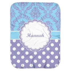Purple Damask & Dots Baby Swaddling Blanket (Personalized)