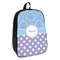 Purple Damask & Dots Backpack - angled view