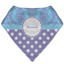 Purple Damask & Dots Bandana Bib (Personalized)