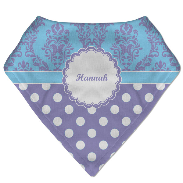 Custom Purple Damask & Dots Bandana Bib (Personalized)