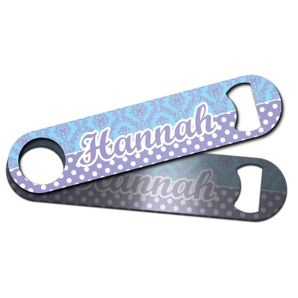 Purple Damask & Dots Bar Bottle Opener - Main