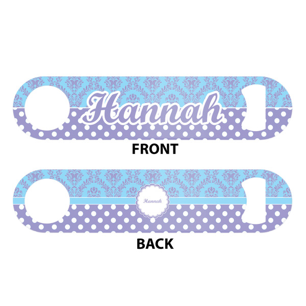 Purple Damask & Dots Bar Bottle Opener - White - Approval