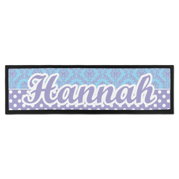 Custom Purple Damask & Dots Bar Mat (Personalized)