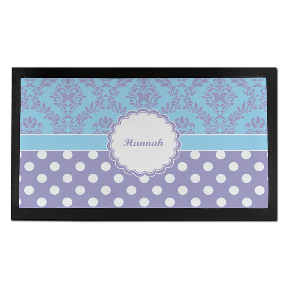 Purple Damask & Dots Bar Mat - Small - FRONT