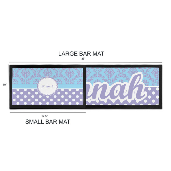 Purple Damask & Dots Bar Mats - Sizing Chart