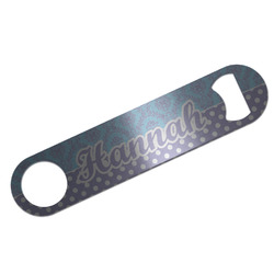 Purple Damask & Dots Bar Bottle Opener - Silver w/ Name or Text