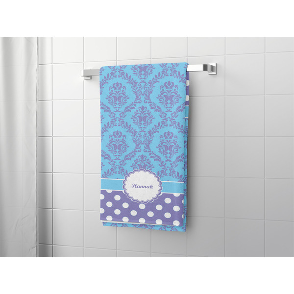 Purple Damask & Dots Bath Towel - LIFESTYLE