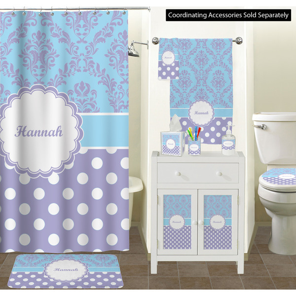 Purple Damask & Dots Bathroom Scene