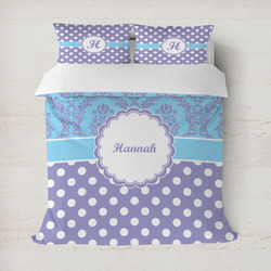 Purple Damask & Dots Duvet Cover (Personalized)
