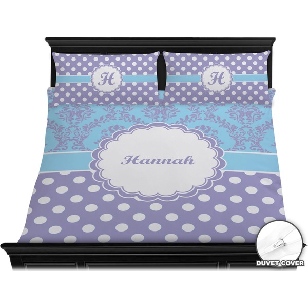 Purple Damask & Dots Bedding Set (King) - Duvet