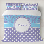 Purple Damask & Dots Duvet Cover Set - King (Personalized)