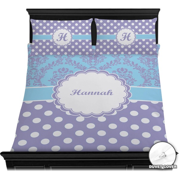 Purple Damask & Dots Bedding Set (Queen) - Duvet