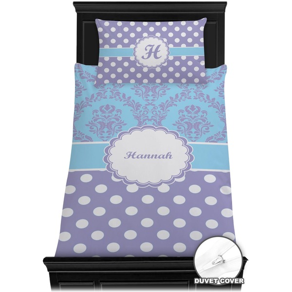 Purple Damask & Dots Bedding Set (Twin) - Duvet