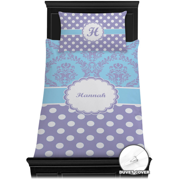 Purple Damask & Dots Bedding Set (TwinXL) - Duvet