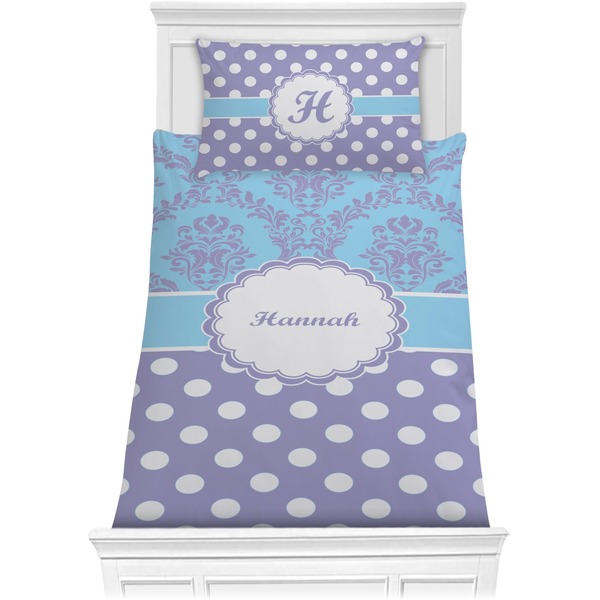 Purple Damask & Dots Bedding Set (Twin)