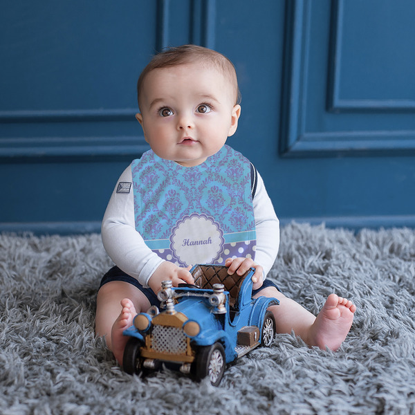 Purple Damask & Dots Bib Lifestyle Boy